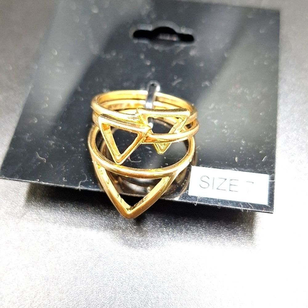 Gold triangle layer rings size 7 set of 3 triangle boho rings
